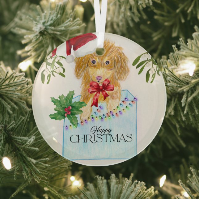 Cute Christmas Dog  Ornament Aus Glas (InSitu)