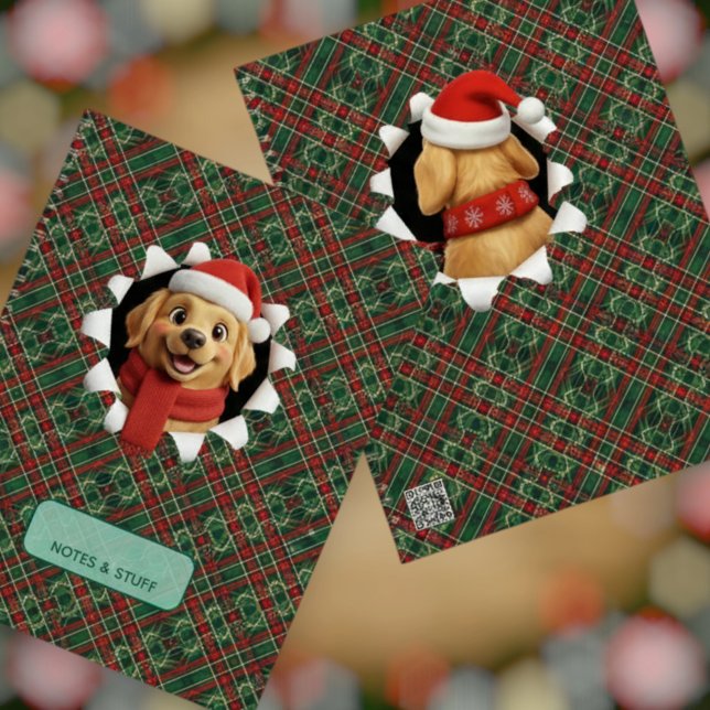 Cute Christmas Dog Tartan Break Through Notizbuch (Von Creator hochgeladen)