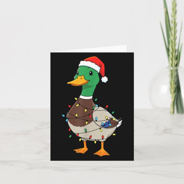 Cute Christmas Duck Mallard With Xmas Lights  Karte (Vorderseite)