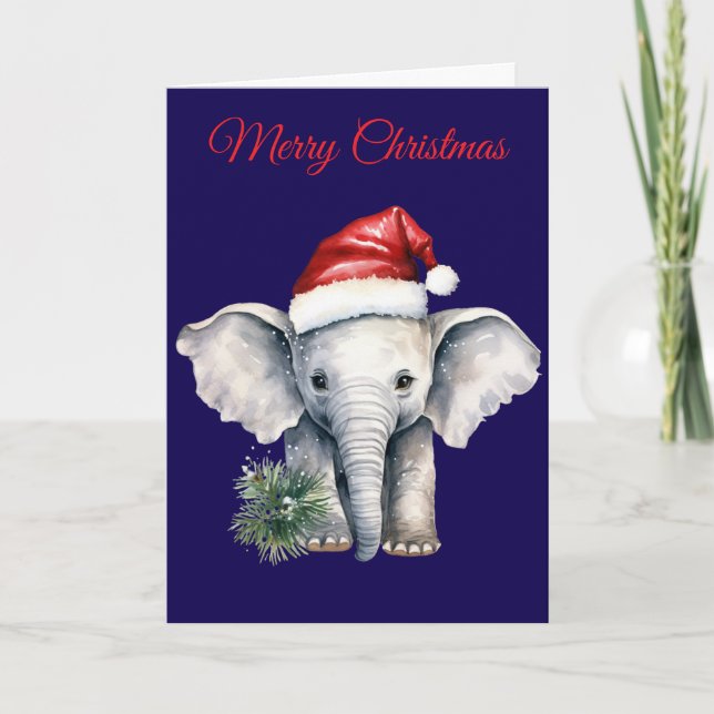 Cute Christmas Elephant Feiertagskarte (Vorderseite)