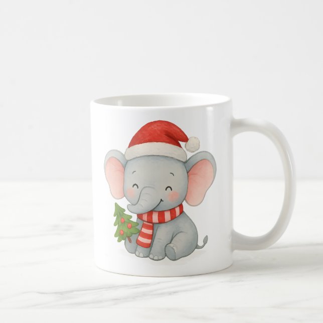 Cute Christmas Elephant with Santa Hat Kaffeetasse (Rechts)