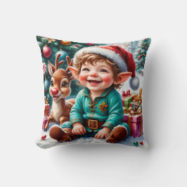 Cute Christmas Elf & Reindeer Kissen
