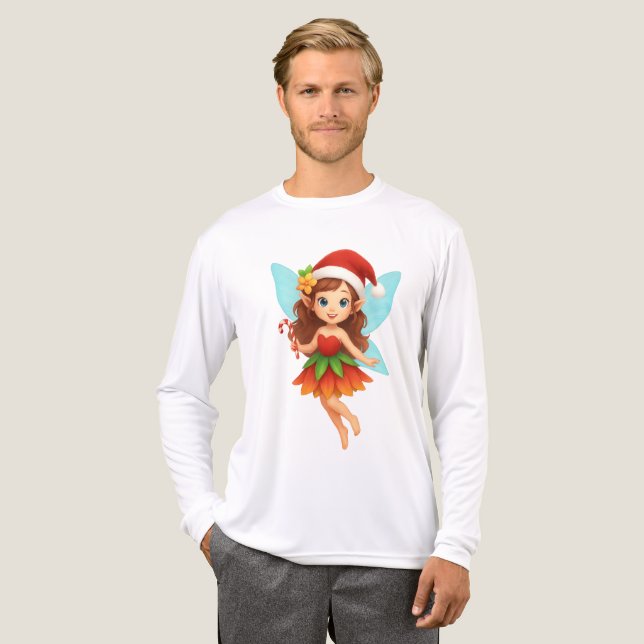 Cute Christmas Fairy Illustration Adorable Holiday Tri-Blend Shirt (Vorderseite komplett)