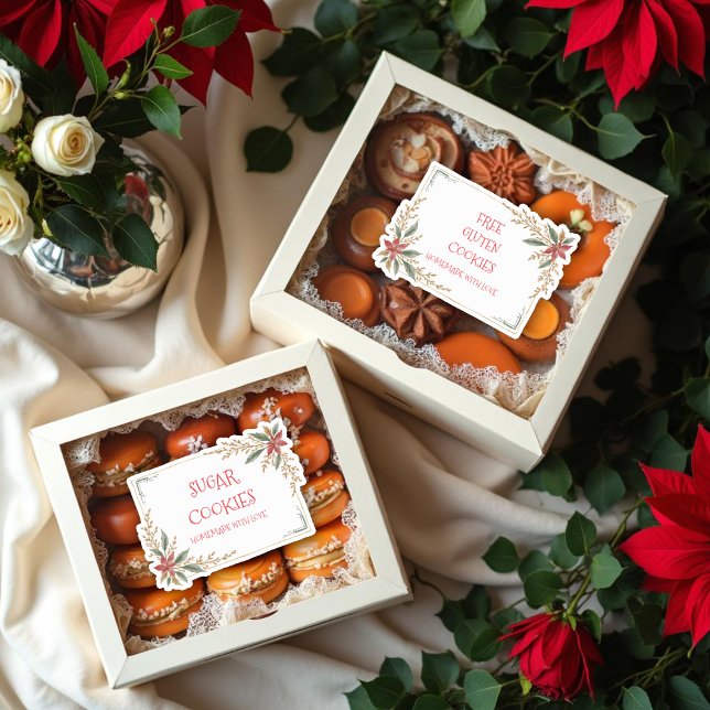 Cute Christmas Frame For Cookies Exchange Party Aufkleber (Charming Cute Christmas Frame For Cookies Exchange Party Stickers. )