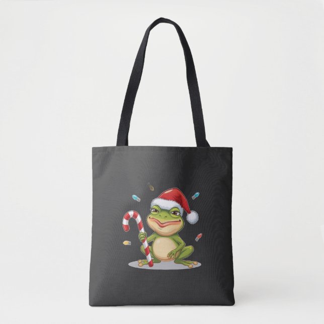 Cute Christmas Frog With Candy Cane - Funny Holida Tasche (Vorderseite)