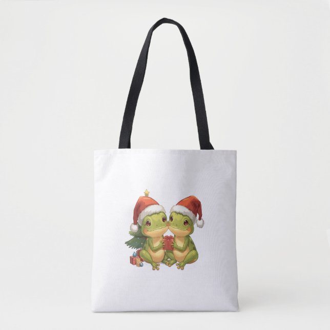 Cute Christmas Frogs Holding Gifts  Adorable Holid Tasche (Vorderseite)