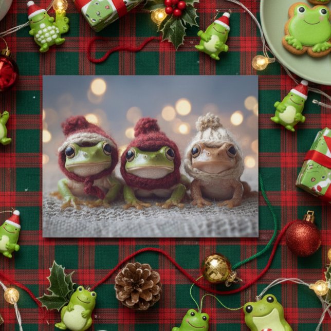 Cute Christmas Frogs Postkarte (Von Creator hochgeladen)
