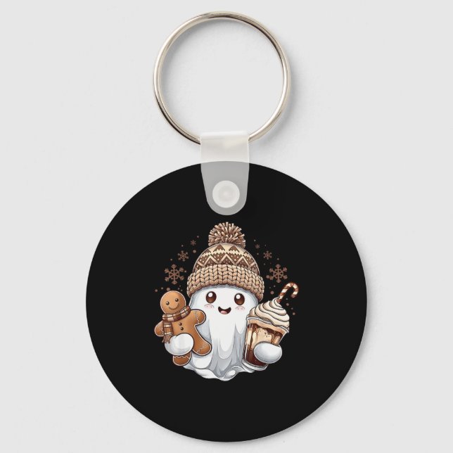 Cute Christmas Ghost Coffee Gingerbread Boojee Xma Schlüsselanhänger (Vorderseite)