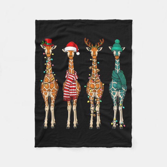 Cute Christmas Giraffe Funny Animal Lover Gift Kid Fleecedecke (Vorderseite)
