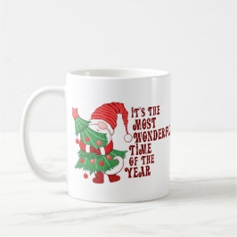 Cute Christmas Gnome Hugging Tree Kaffeetasse