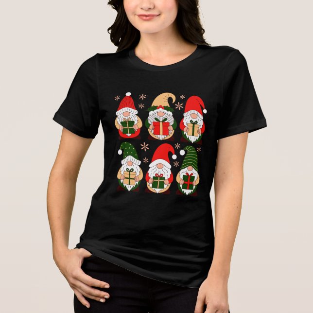 Cute Christmas Gnomes  Tri-Blend Shirt (Vorderseite)