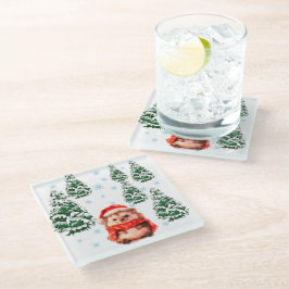 Cute Christmas Hedgehog Coaster - Unique Holiday H Glasuntersetzer