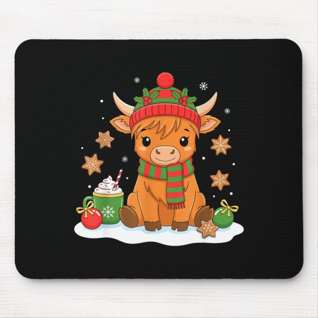 Cute Christmas Highland Cow Lover Xmas Women Farm  Mousepad (Vorne)