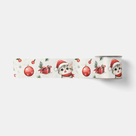 Cute Christmas Kittens Satin Ribbon Satinband