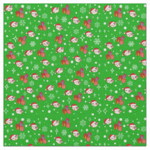 Cute Christmas Kitty Green Vacances Tissu