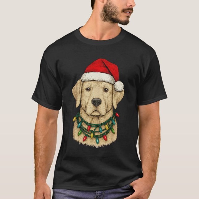 Cute Christmas Labrador with Santa Hat and Holiday T-Shirt (Vorderseite)