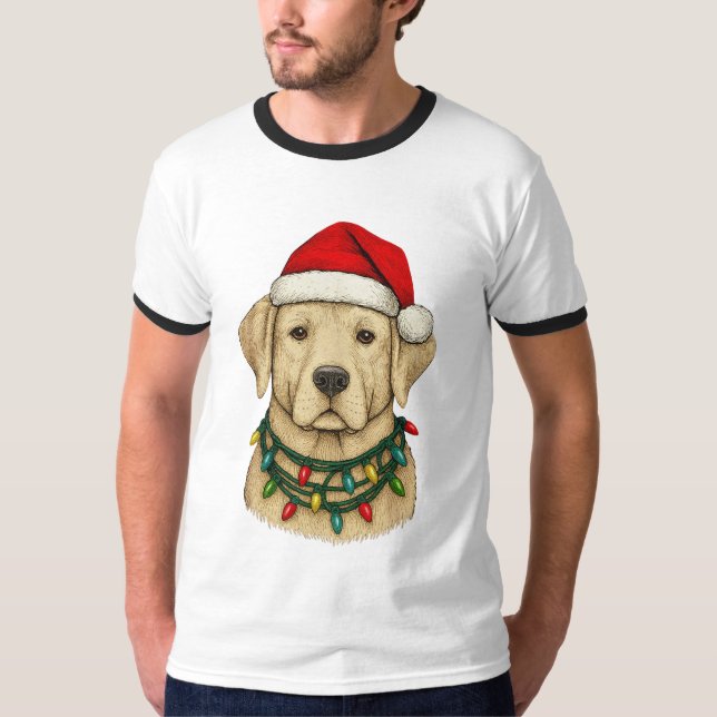 Cute Christmas Labrador with Santa Hat and Holiday T-Shirt (Vorderseite)