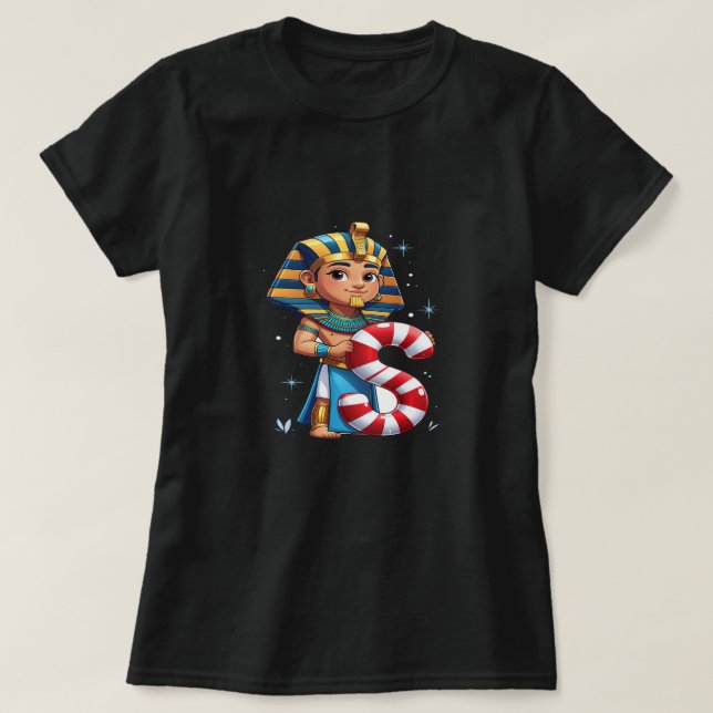 Cute Christmas Letter S – Candy Cane Holiday Carto T-Shirt (Design vorne)