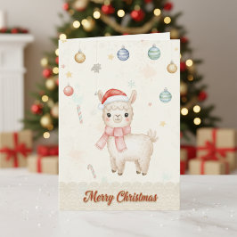 Cute Christmas Llama Holiday Card Feiertagskarte