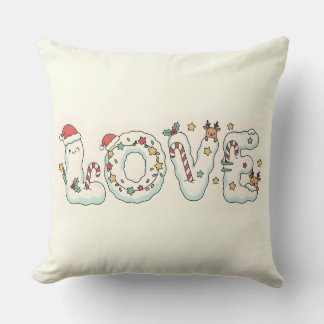 Cute Christmas Love Festive Throw Pillow Kissen