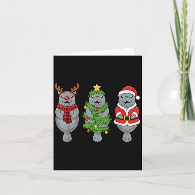 Cute Christmas Manatee Shirt, Holiday Manatee Sant Karte (Vorderseite)