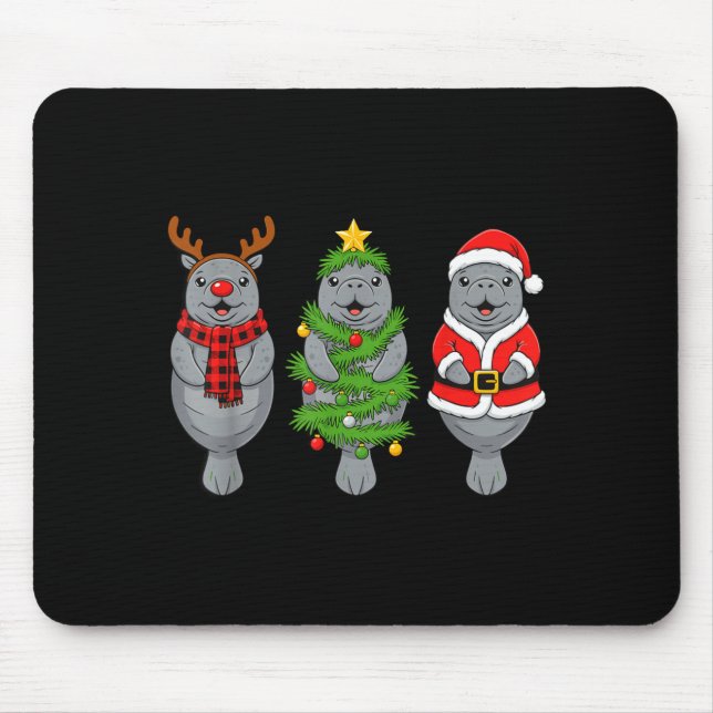 Cute Christmas Manatee Shirt, Holiday Manatee Sant Mousepad (Vorne)