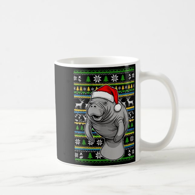 Cute Christmas Manatee Shirt, Manatee Ugly Xmas Sw Kaffeetasse (Rechts)
