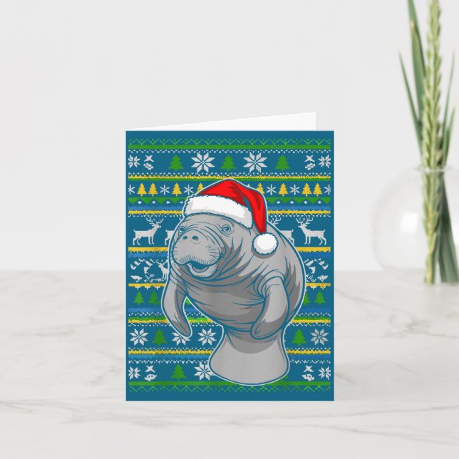 Cute Christmas Manatee Shirt, Manatee Ugly Xmas Sw Karte (Vorderseite)