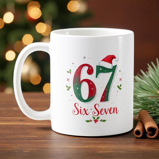 Cute Christmas Meme Six Seven 67 6 7 Holiday Kaffeetasse (Von Creator hochgeladen)