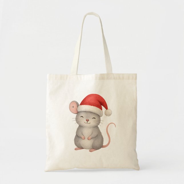 Cute Christmas Mouse in Santa Hat Tragetasche (Vorne)