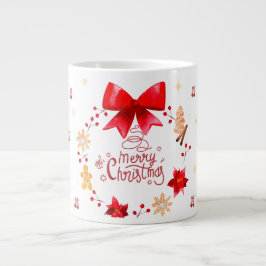 “Cute Christmas Mug with Red Bow Wreath" Jumbo-Tasse