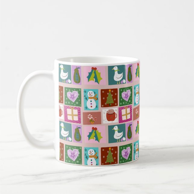 Cute Christmas Patchwork Pattern Kaffeetasse (Links)