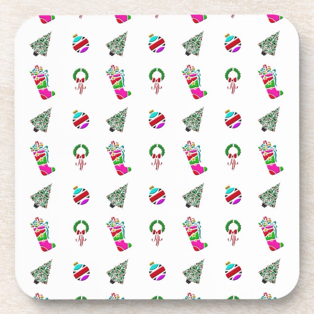 Cute Christmas Pattern Getränkeuntersetzer (Vorderseite)