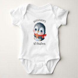 Cute Christmas penguin 1st birthday Baby Strampler