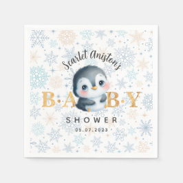 Cute Christmas Penguin Baby Shower Napkins Serviette