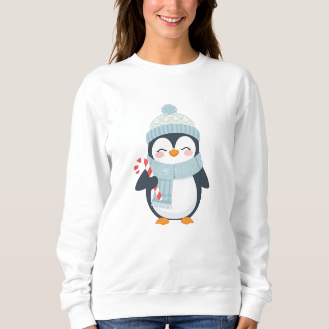 Cute Christmas Penguin Illustration  Sweatshirt (Vorderseite)