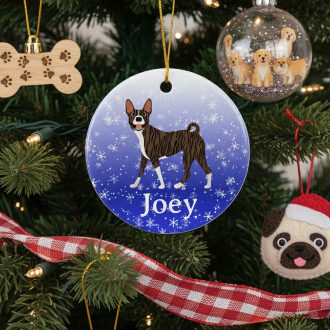 Cute Christmas Personalized  Basenji Brindle Keramik Ornament (Von Creator hochgeladen)