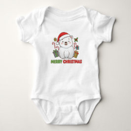 Cute Christmas Polar Bear Illustration Baby Strampler