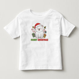 Cute Christmas Polar Bear Illustration Kleinkind T-shirt