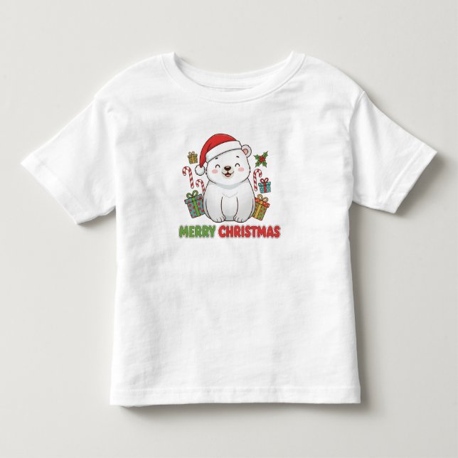 Cute Christmas Polar Bear Illustration Kleinkind T-shirt (Vorderseite)