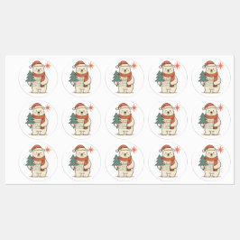 Cute Christmas Polar Bear Scandinavian Winter Etiketten