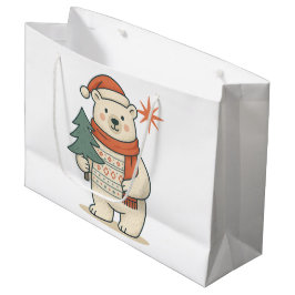 Cute Christmas Polar Bear Scandinavian Winter  Große Geschenktüte