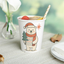 Cute Christmas Polar Bear Scandinavian Winter Pappbecher
