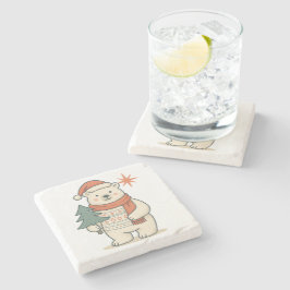 Cute Christmas Polar Bear Scandinavian Winter Steinuntersetzer