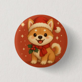 Cute Christmas Puppy Button