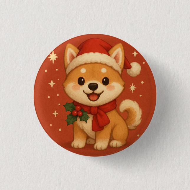Cute Christmas Puppy Button (Vorderseite)