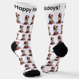Cute Christmas Puppy on Gift Box Socken