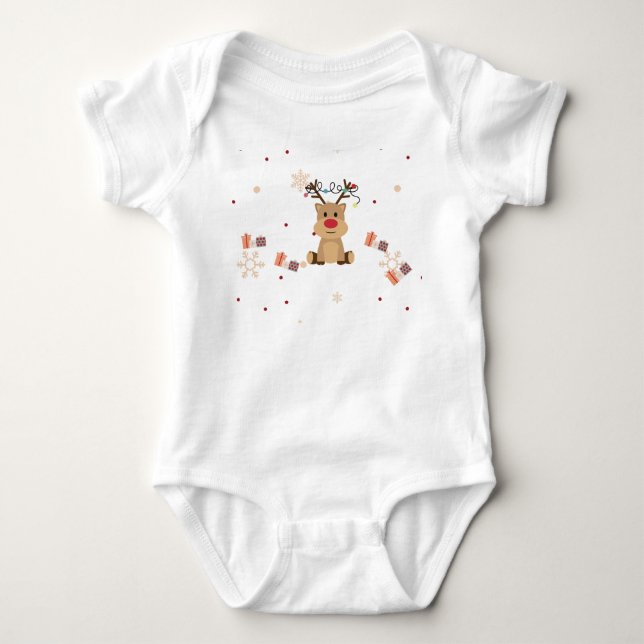Cute Christmas Reindeer Baby Bodysuit  Baby Strampler (Vorderseite)