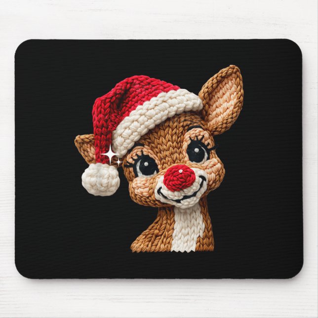 Cute Christmas Reindeer Crocheting Funny Gift Men, Mousepad (Vorne)