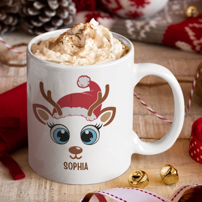 Cute Christmas reindeer face for her Kaffeetasse (Von Creator hochgeladen)